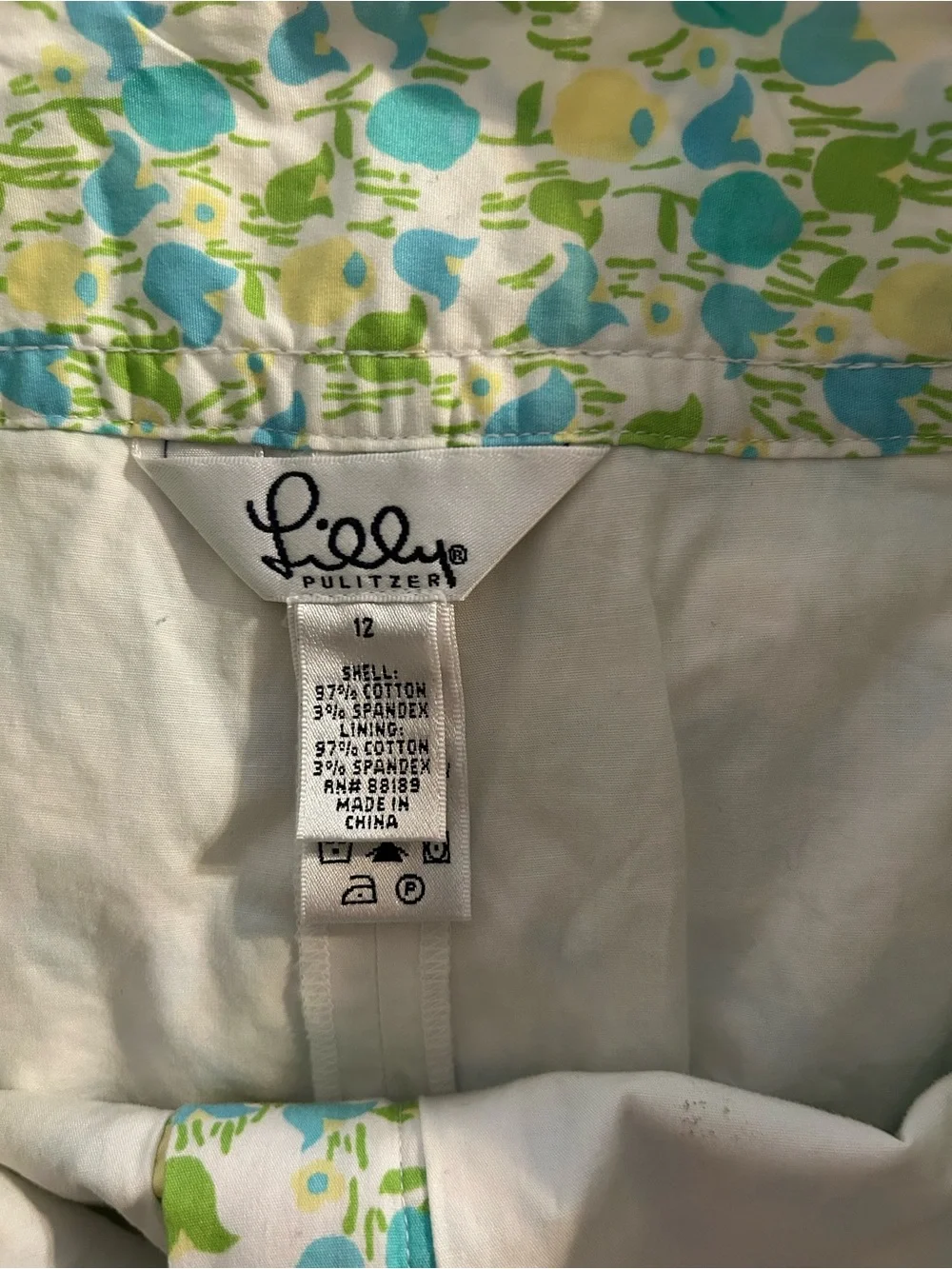 Lilly Pulitzer Blue, Green & White Floral Mini Skirt